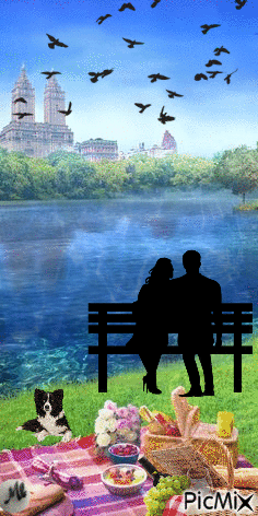 Picnic junto al lago - Animovaný GIF zadarmo
