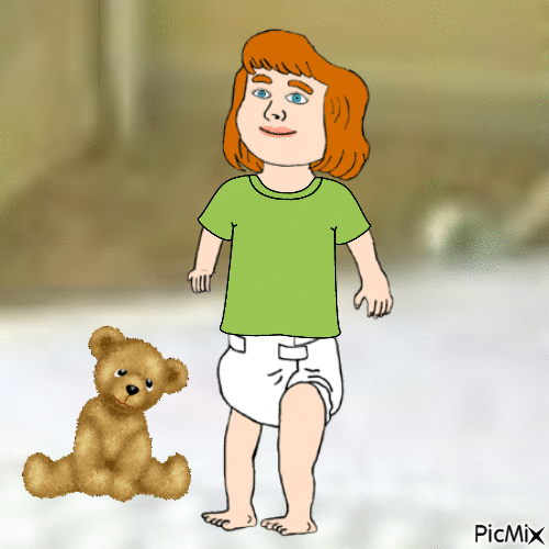 Baby and teddy bear - 無料のアニメーション GIF