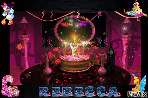 Happy Birthday Rebecca - GIF animado grátis