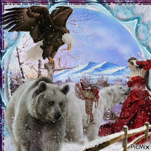 Fauna en un entorno montañoso de invierno - GIF animado gratis