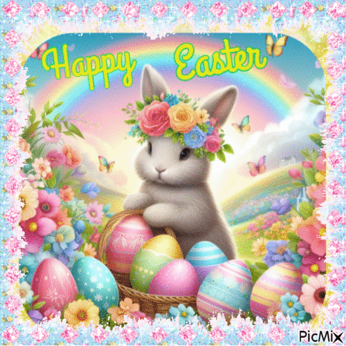 Pastel Cute Easter Bunny - Bezmaksas animēts GIF