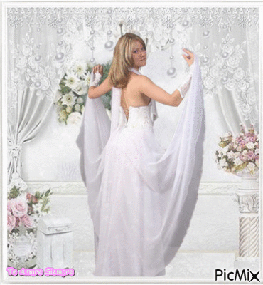 Woman and curtain - Free animated GIF