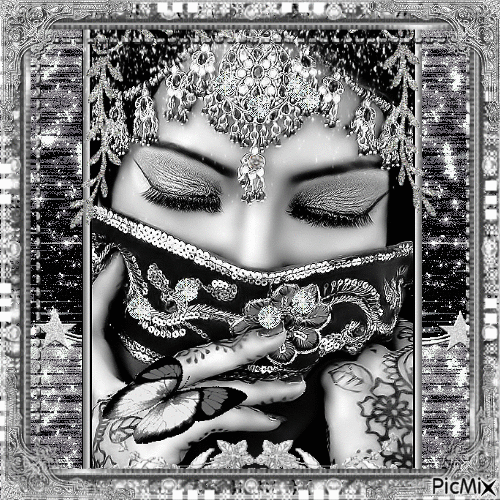 Muslim woman portrait(silver tones) - Безплатен анимиран GIF