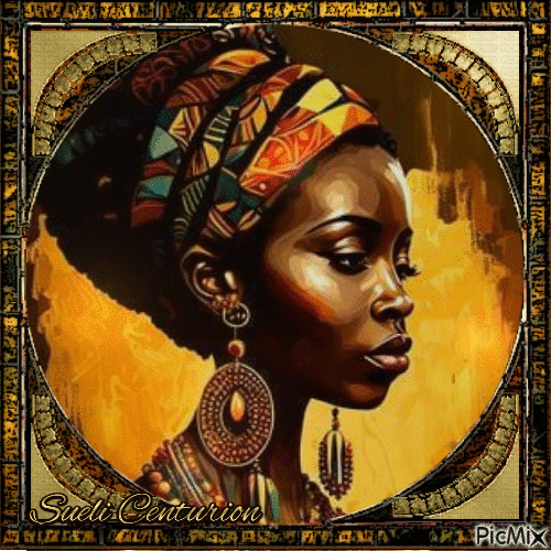 Mulher africana em aquarela - Zdarma animovaný GIF