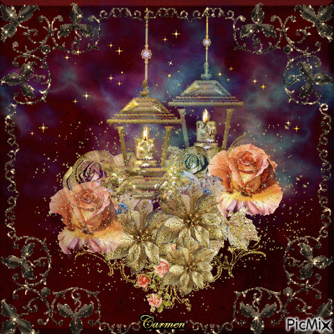 Composizione di fiori e candele - Ingyenes animált GIF