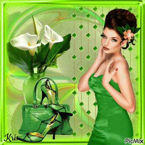 femme vert ❤️🌼 - Ilmainen animoitu GIF