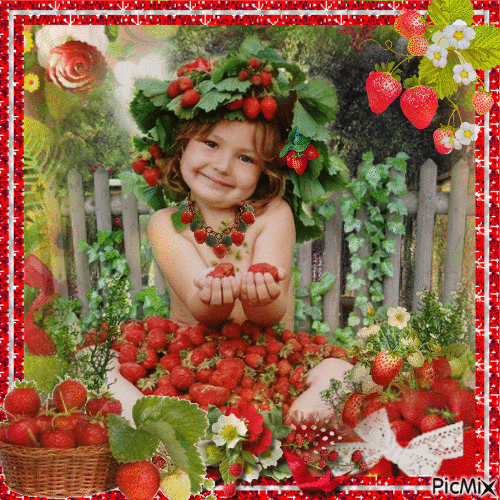 Ich liebe Erdbeeren! - Бесплатни анимирани ГИФ