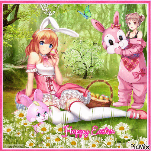 Happy Easter Manga - GIF animasi gratis