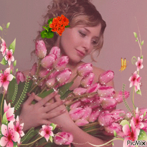 fleures rose - Bezmaksas animēts GIF