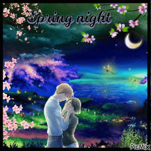 Spring night in love - Free animated GIF