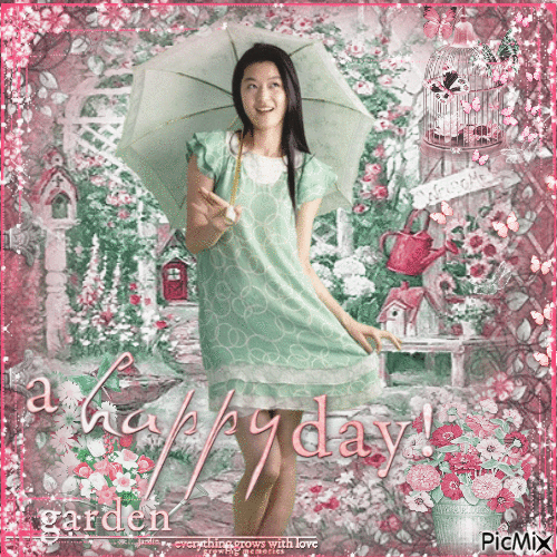 Young woman with a parasol - Бесплатный анимированный гифка