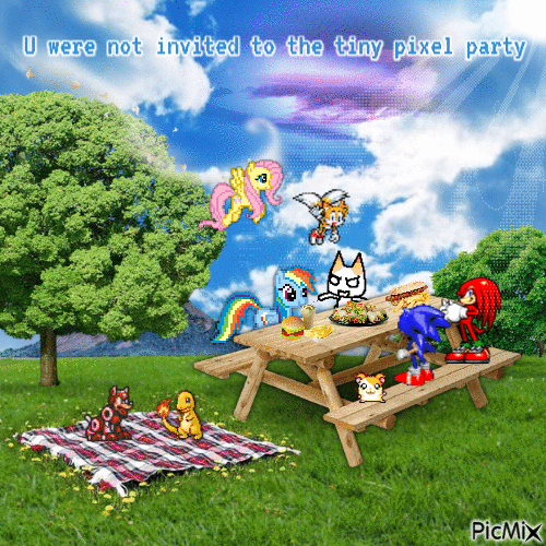 u were not invited to the tiny pixel party - GIF animé gratuit