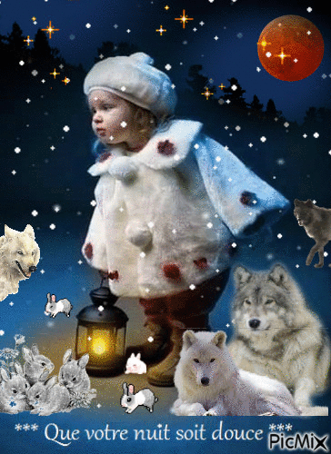 la petite fille et les loups - Besplatni animirani GIF