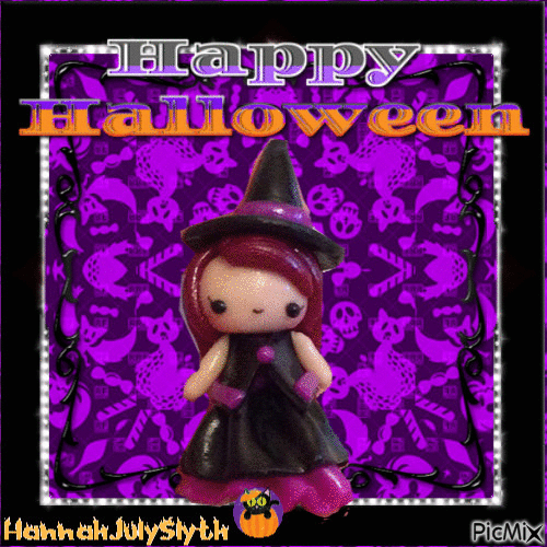 Happy Halloween Witch says Hello - GIF animate gratis