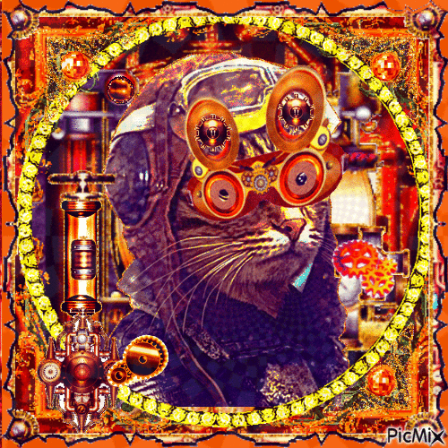 steampunk cat - Gratis geanimeerde GIF