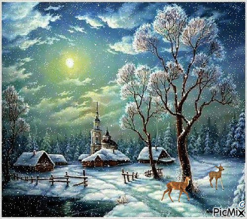 Snowy Night - Бесплатни анимирани ГИФ