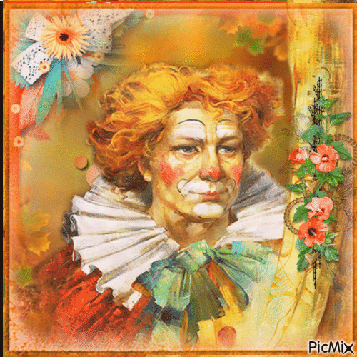 Portrait de clown- ton orange - Безплатен анимиран GIF