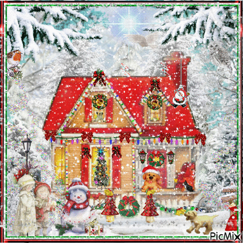 Christmas Cottage - Безплатен анимиран GIF