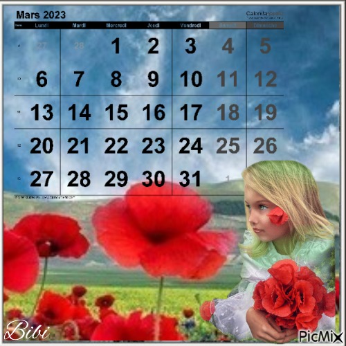 Calendrier Mars 2023 - Free PNG