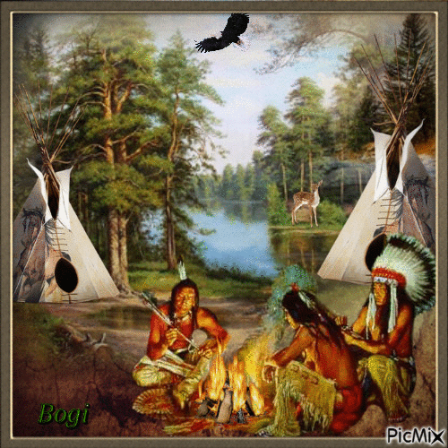 A scene from Amerindian life... - Free animated GIF