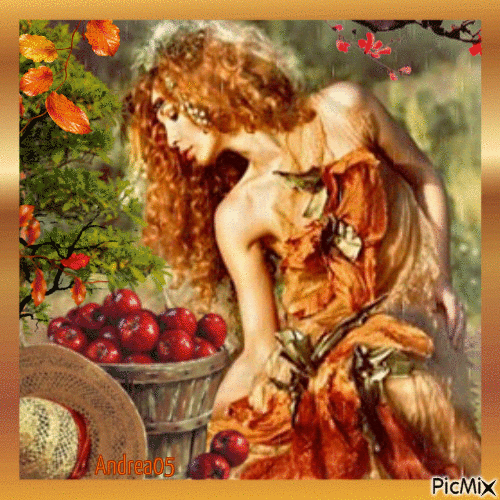 Woman with apples... - Free animated GIF