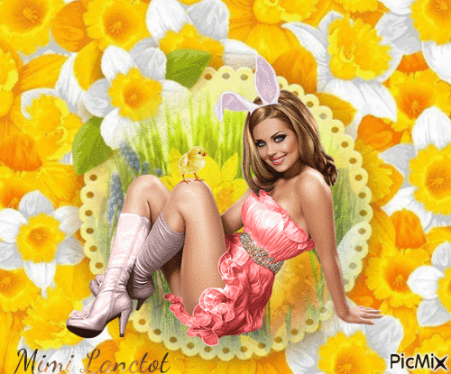 femme bunny - GIF animé gratuit