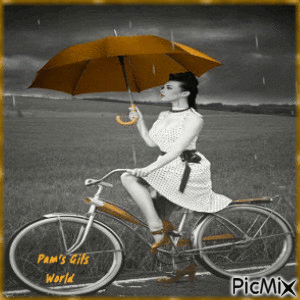 Bike Ride in Rain - Gratis geanimeerde GIF