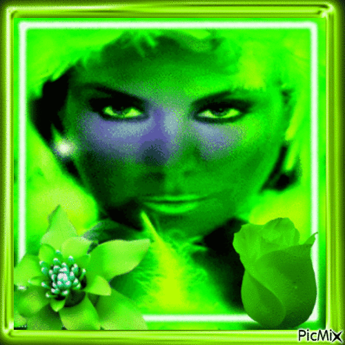 Neon Green Woman - Besplatni animirani GIF