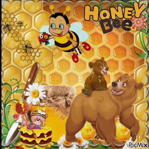 ours avec le miel - Безплатен анимиран GIF