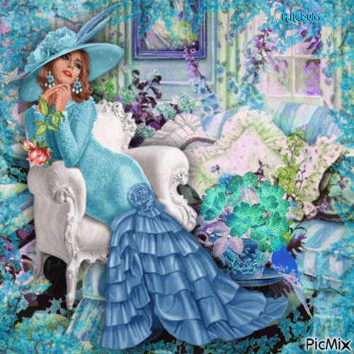 woman in turquoise - Besplatni animirani GIF