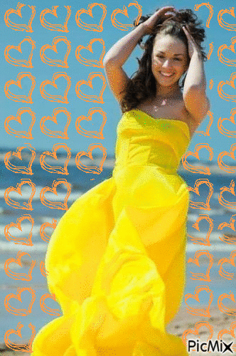 Девушка в желтом - Безплатен анимиран GIF
