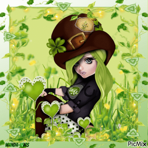 St. Patrick's-girl-green - GIF animado grátis