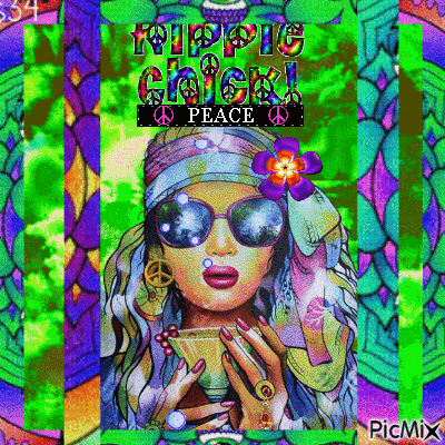 hippie chick - GIF animado grátis