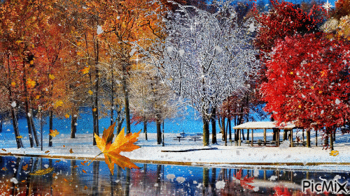 Встретились Зима и Осень - Gratis animeret GIF