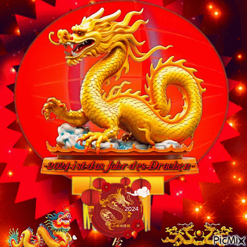 Goldener Drache des Chinesischen Neujahrsfests - Darmowy animowany GIF