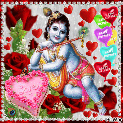 💕 Happy birthday Krishna 💕 - Besplatni animirani GIF