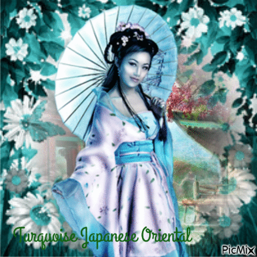 Turquoise Japanese Oriental - GIF animado grátis