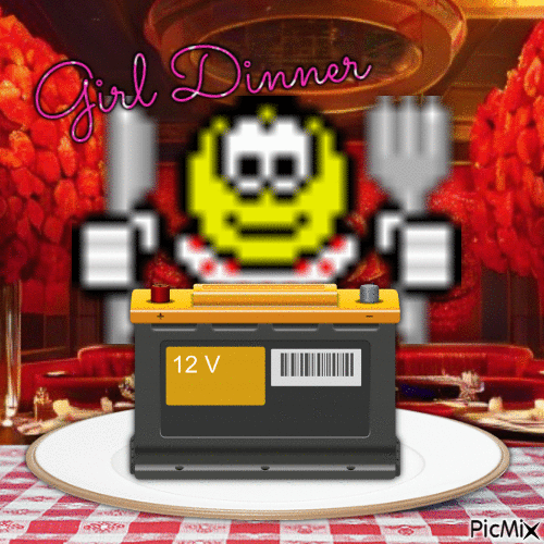 girl dinner - GIF animé gratuit