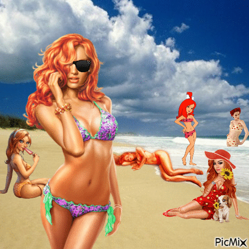Beautiful Summer redheads - Бесплатный анимированный гифка