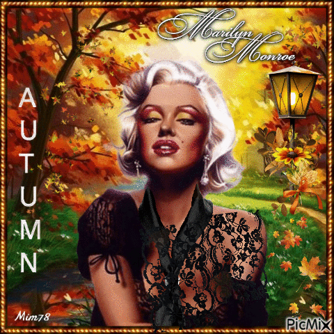Marilyn Monroe - Aquarelle d'automne - Бесплатный анимированный гифка