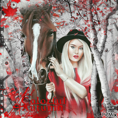 femme et cheval - Ingyenes animált GIF