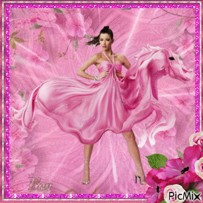 Woman all in pink - GIF animé gratuit