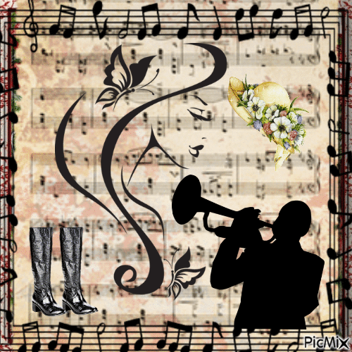 Musique et papillons - Free animated GIF