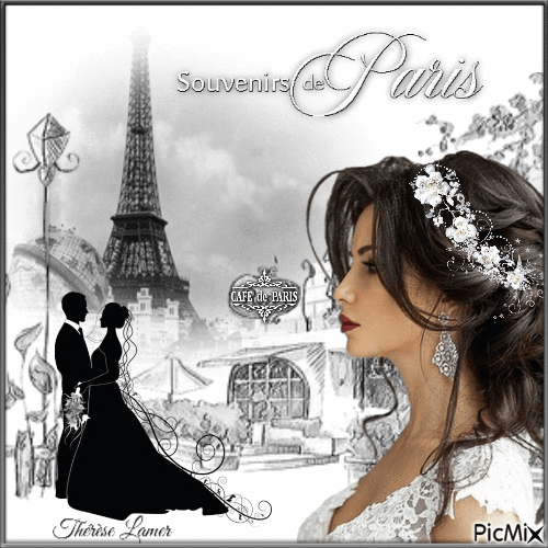 mariée à Paris - GIF animado gratis