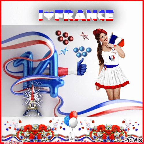 14. Juli – Nationalfeiertag Frankreichs - Zdarma animovaný GIF