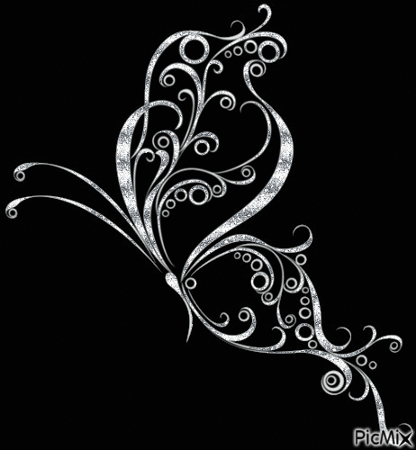 Butterfly Silver on Black - Nemokamas animacinis gif