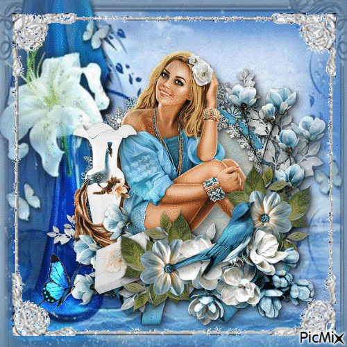 Mujer en Blanco y Azul (concurso) - Δωρεάν κινούμενο GIF