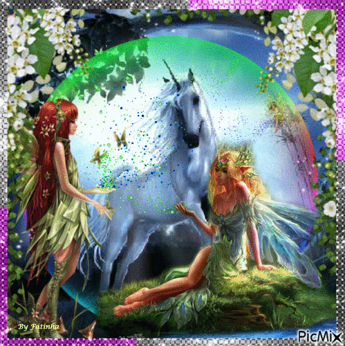 The fairy and the unicorn - GIF animé gratuit