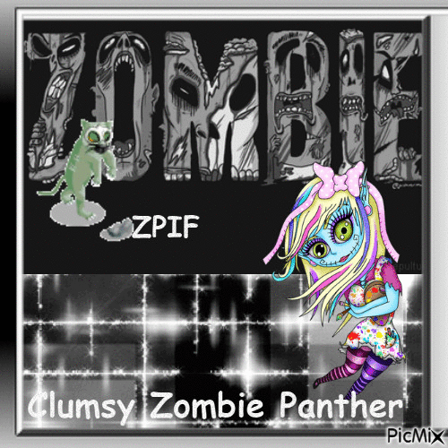 Clumsy Zombie Panther - Bezmaksas animēts GIF