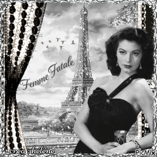 concours : Femme Vintage à Paris en noir et blanc - GIF animé gratuit
